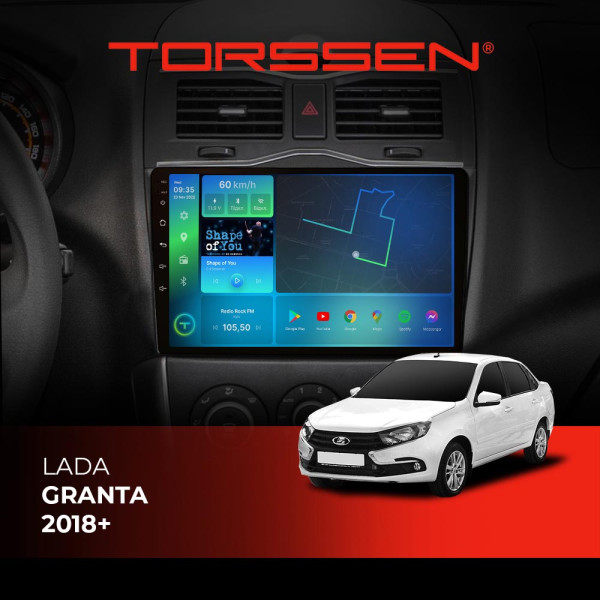Штатна магнітола Torssen Lada Granta 18+ FL9 4+64Gb 4G Carplay DSP