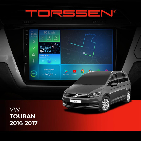 Штатная магнитола Torssen VW Touran 16-17  FL10 4+64Gb 4G Carplay DSP