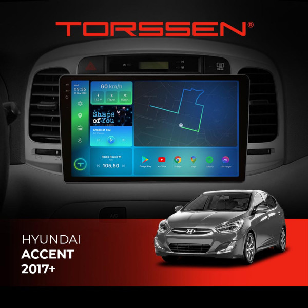 Штатна магнітола Torssen 2K Hyundai Accent 2017+ F98256 4G Carplay DSP