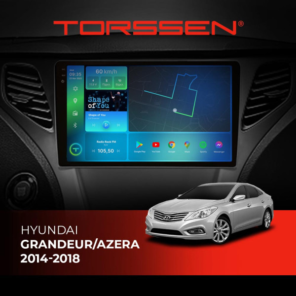 Штатна магнітола Torssen 2K Hyundai Grandeur/Azera 2014-2018 F98256 4G Carplay DSP