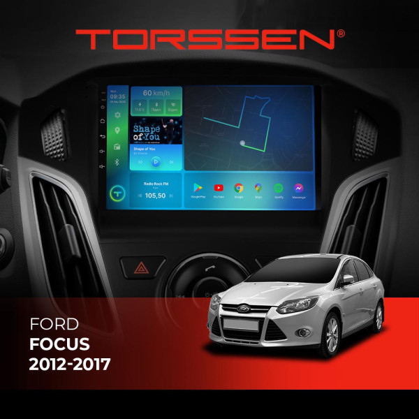 Штатна магнітола Torssen Ford Focus 12-17 чорний глянець з кнопками TOP F98256 4G Carplay DSP