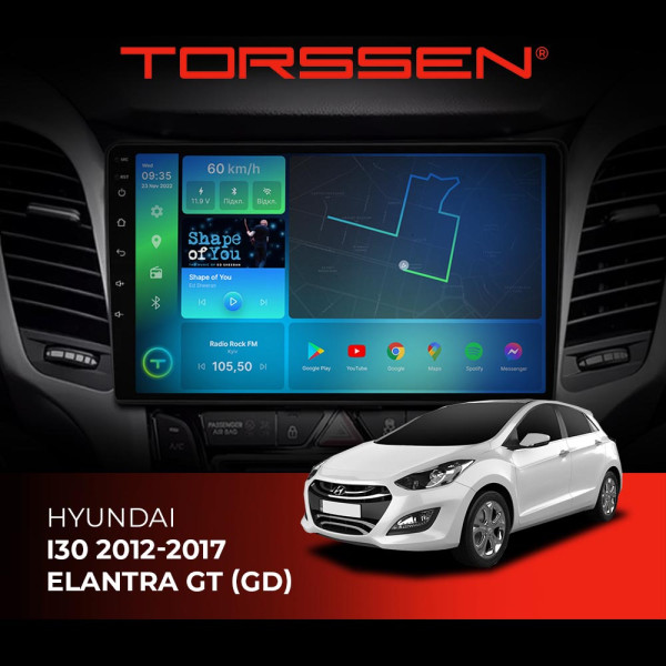 Штатная магнитола Torssen Hyundai I30 12-17/Elantra GT (GD) F98256 4G Carplay DSP