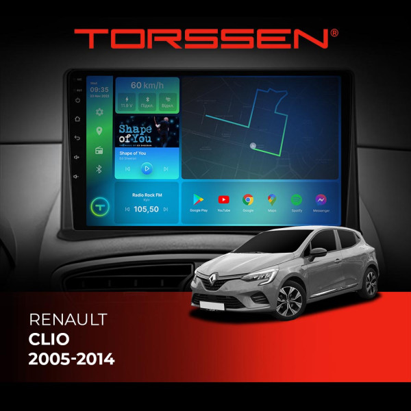Штатна магнітола Torssen Renault Clio 05-14 F98256 4G Carplay DSP