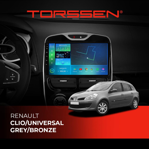 Штатна магнітола Torssen Renault Clio/Universal Grey/Bronze F98256 4G Carplay DSP
