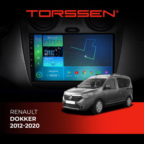 Штатна магнітола Torssen Renault Dokker 2012-2020 F98256 4G Carplay DSP