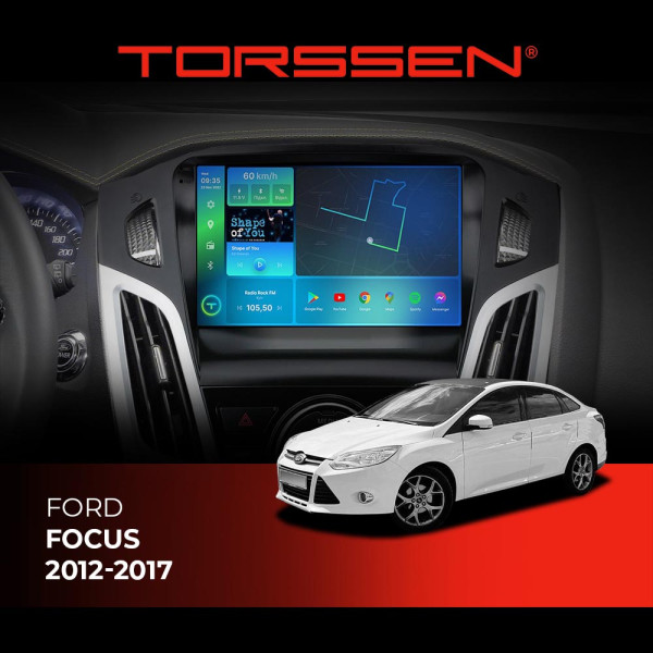 Штатна магнітола Torssen 2K DTS Ford Focus 12-17 чорна/сіра з кнопками F9432 4G Carplay DSP
