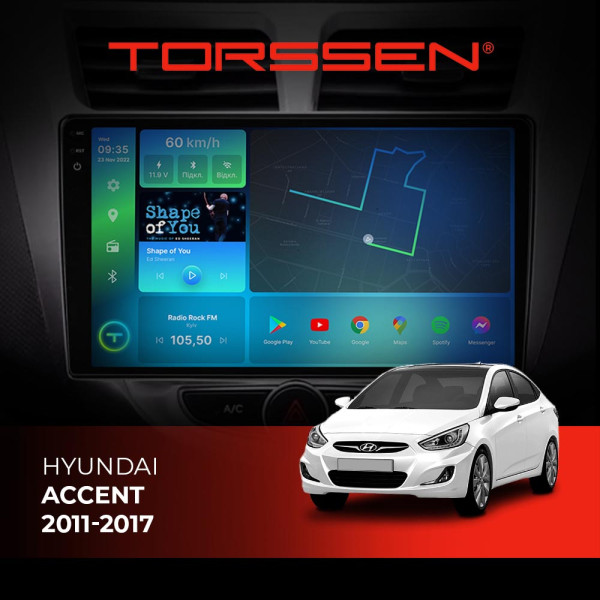 Штатна магнітола Torssen 2K DTS Hyundai Accent 2011-2017 F9432 4G Carplay DSP