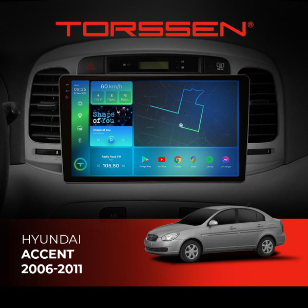 Штатна магнітола Torssen 2K DTS Hyundai Accent 2006-2011 F9432 4G Carplay DSP