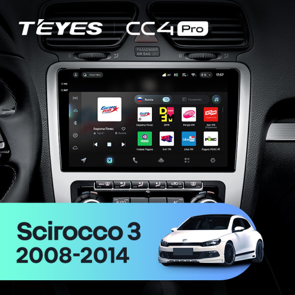 Штатна магнітола Teyes CC4 Pro 12+256 Gb Volkswagen Scirocco 3 III Mk3 2008-2014 (F3) 9" 2k Штатна магнітола Teyes CC4 Pro 12+256 Gb Volkswagen Scirocco 3 III Mk3 2008-2014 (F3) 9" 2k