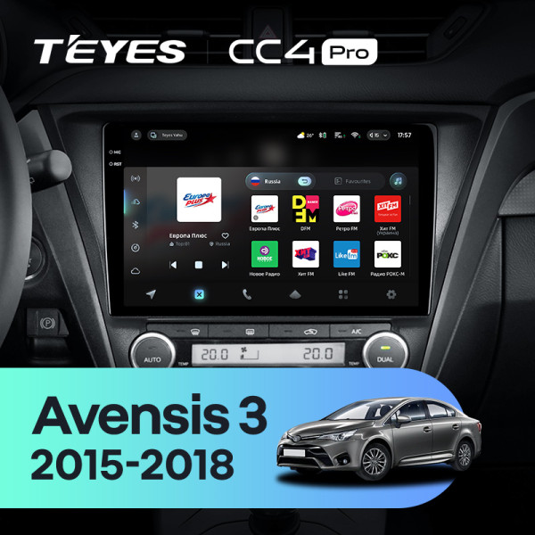 Штатна магнітола Teyes CC4 Pro 12+256 Gb Toyota Avensis 3 2015-2018 (F2) 10" 2k