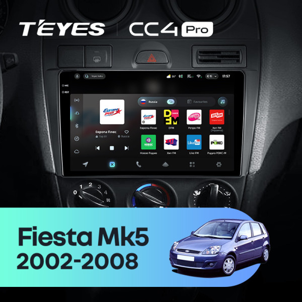 Штатна магнітола Teyes CC4 Pro 8+128 Gb Ford Fiesta Mk VI 5 Mk5 2002 - 2008 9" 2k