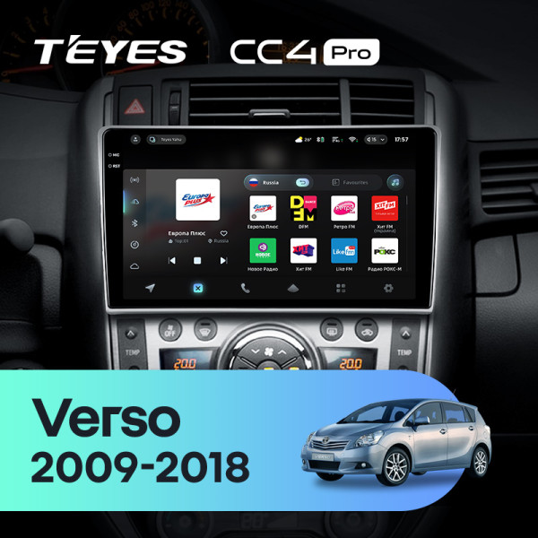 Штатна магнітола Teyes CC4 Pro 8+128 Gb Toyota Verso R20 2009-2018 (F1) 9" 2k