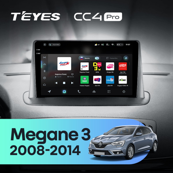 Штатна магнітола Teyes CC4 Pro 8+128 Gb Renault Megane 3 2008-2014 9" 2k (L1)