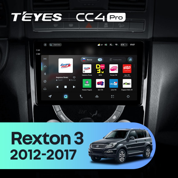 Штатна магнітола Teyes CC4 Pro 8+128 Gb SsangYong Rexton Y290 III 3 2012-2017 9" 2k