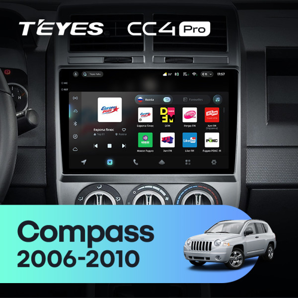 Штатна магнітола Teyes CC4 Pro 12+256 Gb Jeep Compass 1 MK 2006-2010 10" 2k (L1)