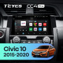 Штатна магнітола Teyes CC4 Pro 8+128 Gb Honda Civic 10 FC FK 2015-2020 9" 2k
