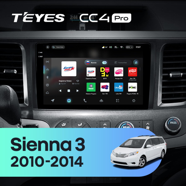 Штатна магнітола Teyes CC4 Pro 8+128 Gb Toyota Sienna 3 XL30 2010 - 2014 9" 2k