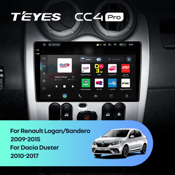 Штатна магнітола Teyes CC4 Pro 8+128 Gb Renault Logan 1 2009-2015 9" 2k