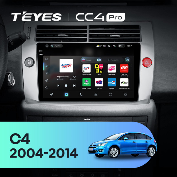 Штатна магнітола Teyes CC4 Pro 8+128 Gb Citroen C4 LA LC C-Triomphe C-Quatre 2004-2014 Black 9" 2k