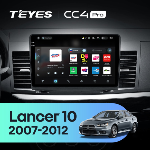 Штатна магнітола Teyes CC4 Pro 12+256 Gb Mitsubishi Lancer 10 CY 2007-2012 with buttons 9" 2k