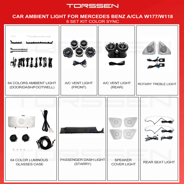 Підсвітка салону Torssen Mercedes A/CLA (W177/W118) 2019-2024 - 8SK