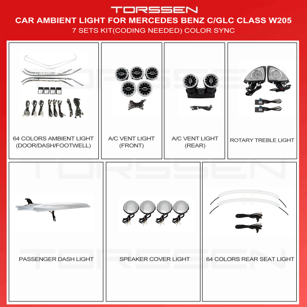 Підсвітка салону Torssen Mercedes C- Class GLC-Class (W205, X253) 2015-2021(Coding Needed 3D) - 7SK