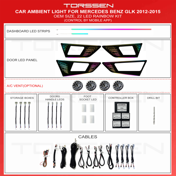 Підсвітка салону Torssen Mercedes GLK 2012-2015 - 22Leds