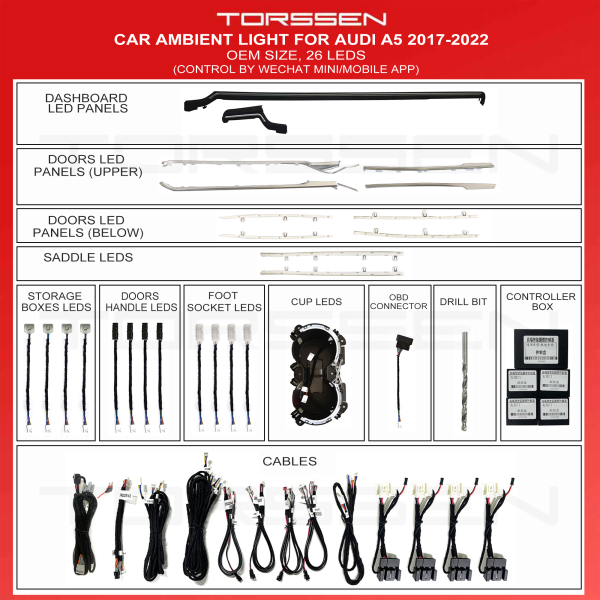 Подсветка салона Torssen Audi A5 2017-2022-26 Leds