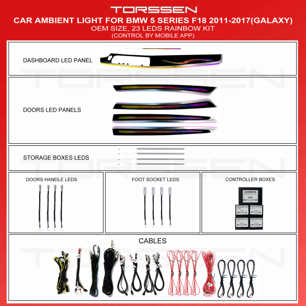 Подсветка салона Torssen BMW 5 Series(F18) 2011-2017(Galaxy)-23 Leds