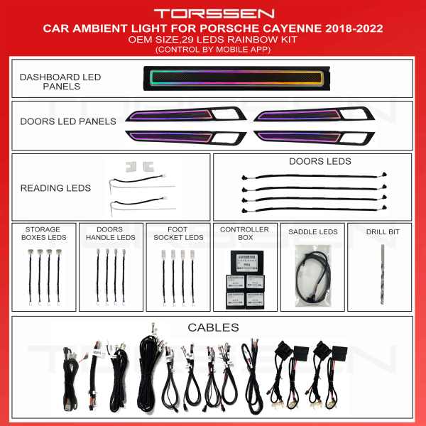 Подсветка салона Torssen Porsche Cayenne 2018-2022 29 Leds