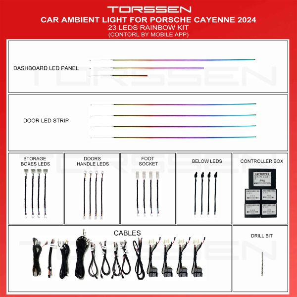 Подсветка салона Torssen Porsche Cayenne 2024-23 Leds
