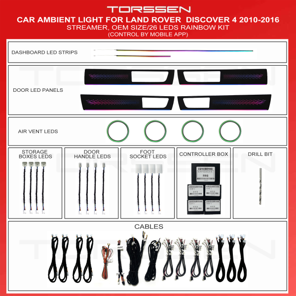 Підсвітка салону Torssen Land Rover Discovery 4 2010-2016 (Streamer)-26 Leds