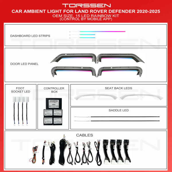 Підсвітка салону Torssen Land Rover Defender 2020-2025-15 Leds
