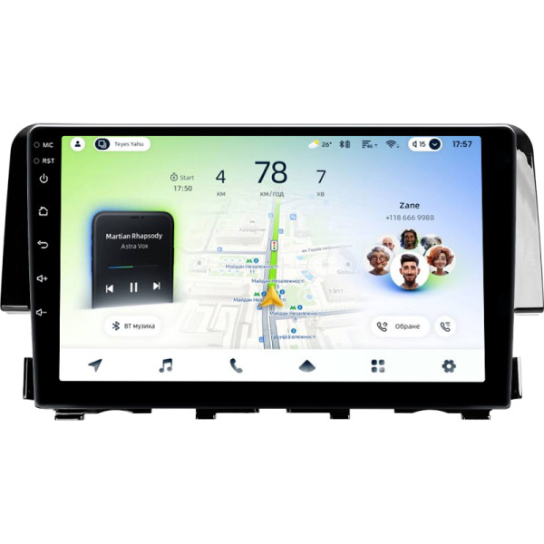 Штатна магнітола Teyes CC4L 6+64 Gb Honda Civic 10 FC FK 2015-2020 9"