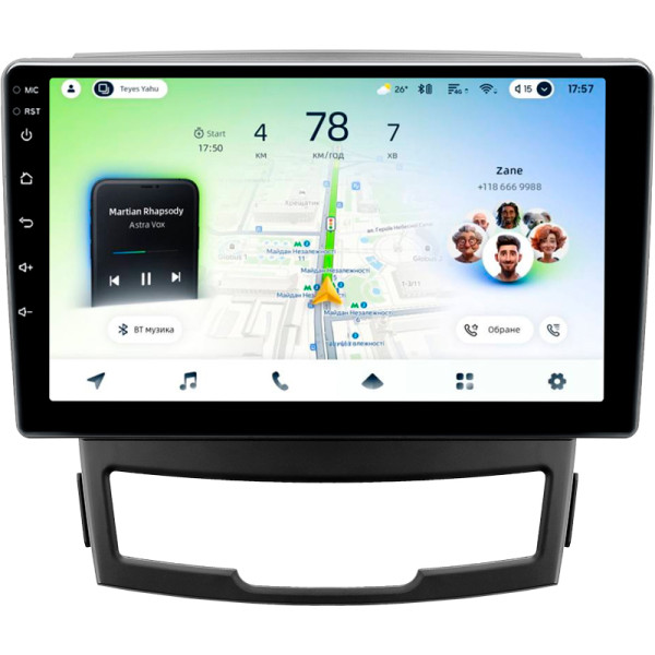 Штатна магнітола Teyes CC4L 6+64 Gb SsangYong Korando 3 Actyon 2 2010-2013 9"