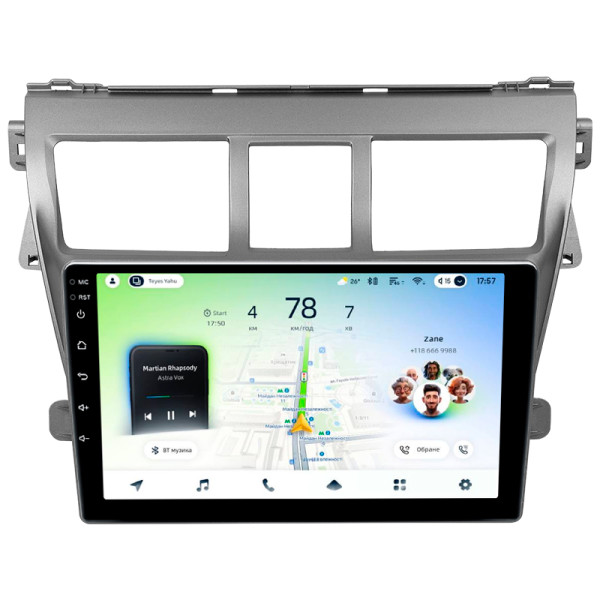Штатна магнітола Teyes CC4L 6+64 Gb Toyota Vios 2 2007-2013 9"