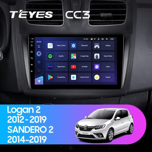 Teyes CC3 Renault Logan 2 2012-2019 Sandero 2 2014-2019 9" Штатна магнітола